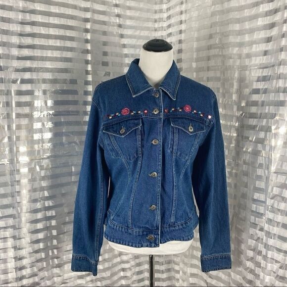 Agapo Denim Embroidered Jean Jacket - Picture 1 of 8